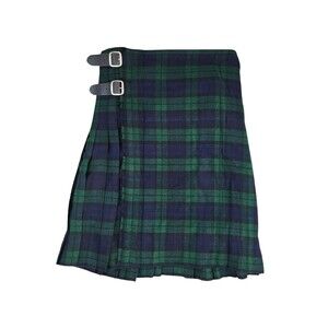Scottish Design Tartans Wool Blend Green Navy Plaid Kilt 32x23.5
